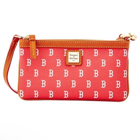 Dooney & Bourke x MLB Boston Red Sox Slim Wristlet Red Coated Canvas Leather - Picture 1 of 16